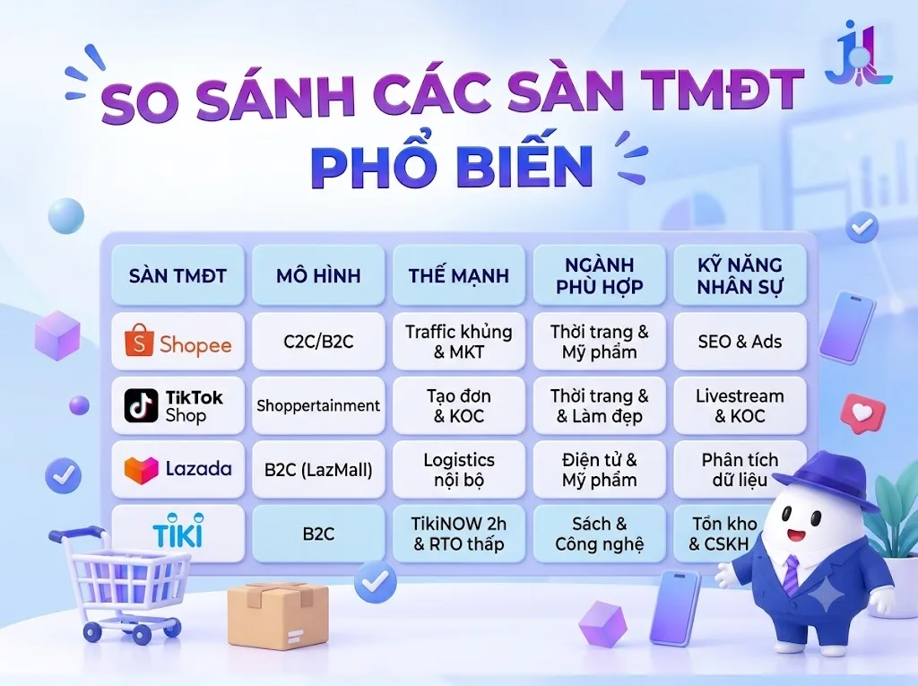  Phân tích chi tiết Top 4 các sàn thương mại điện tử tại Việt Nam hàng đầu 